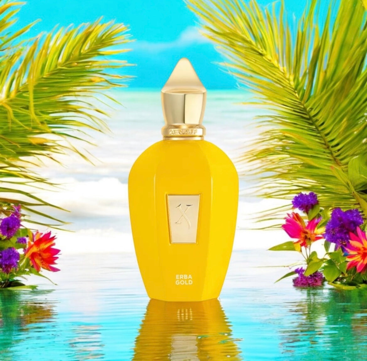 Xerjoff Erba Gold, parfum de niche unisexe aux accords fruités et épicés, disponible en parfumerie Casablanca.